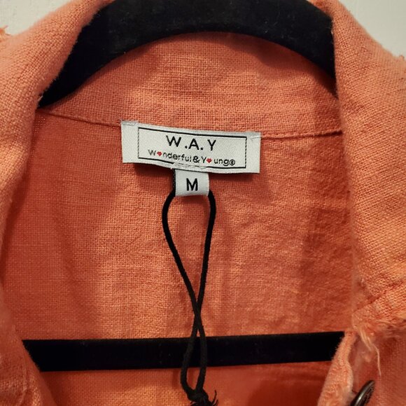 NWT W.A.Y. Wonderful & Young Orange Frayed Hem Denim Jacket M | "Walk in Beauty" - Picture 3 of 7